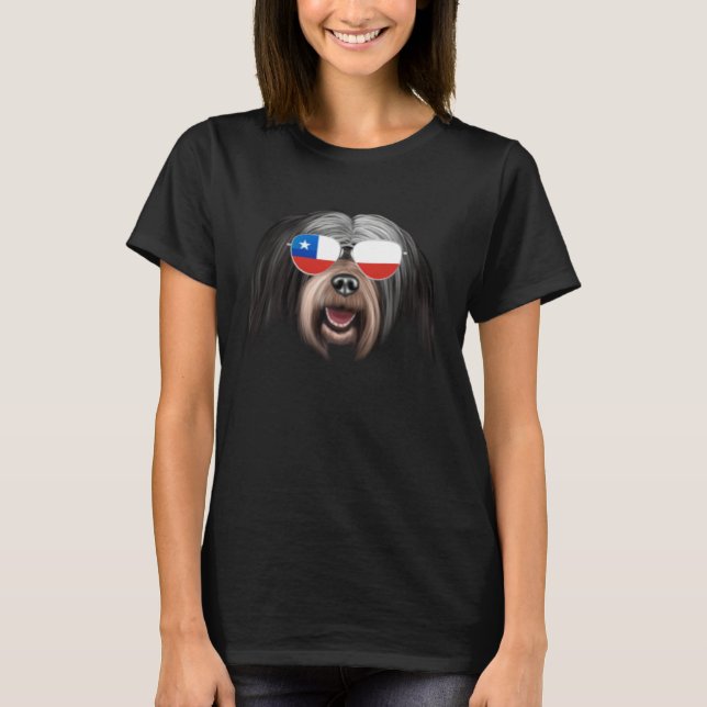 Camiseta Chilean Flag Tibetan Terrier Dog Chile Pocket (Frente)