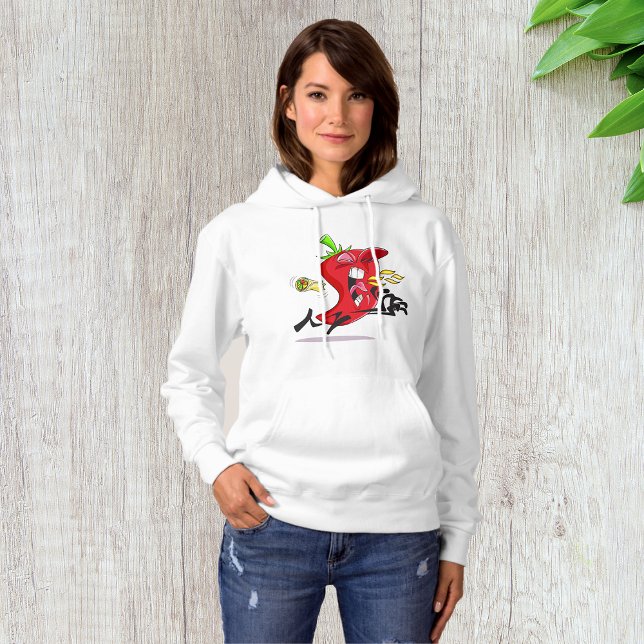 Camiseta Chili Pepper Brething Fire Womens Hoodie (Criador carregado)