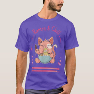 Camiseta Chill Cat Ramen Anime Noodles Kawaii Japonês