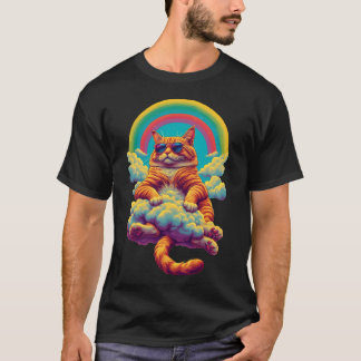Camiseta Chill Cat Sunset com óculos de sol Swag Cat Retro