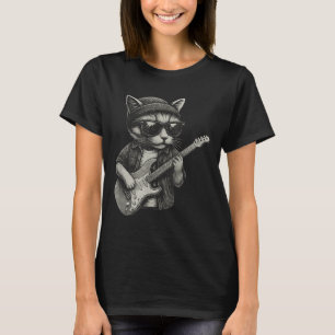 Camiseta Chill Cat Tocando Violão Rock Música Engraçado T