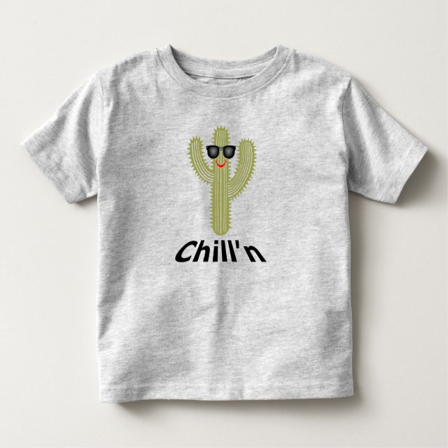 Camiseta Chill N Cactus Design - Toddler Fine Jersey T-Shir (Frente)