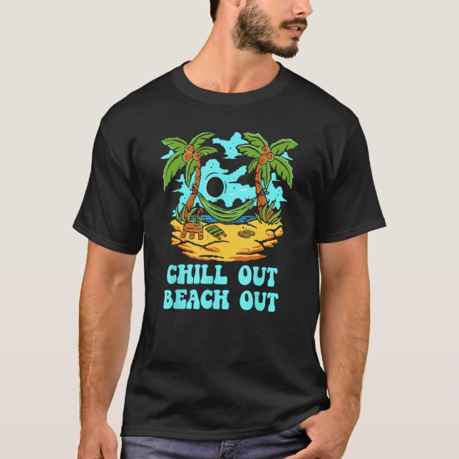 Camiseta Chill Out Beach Out Vacation Friends Trip Buddy Sp (Frente)