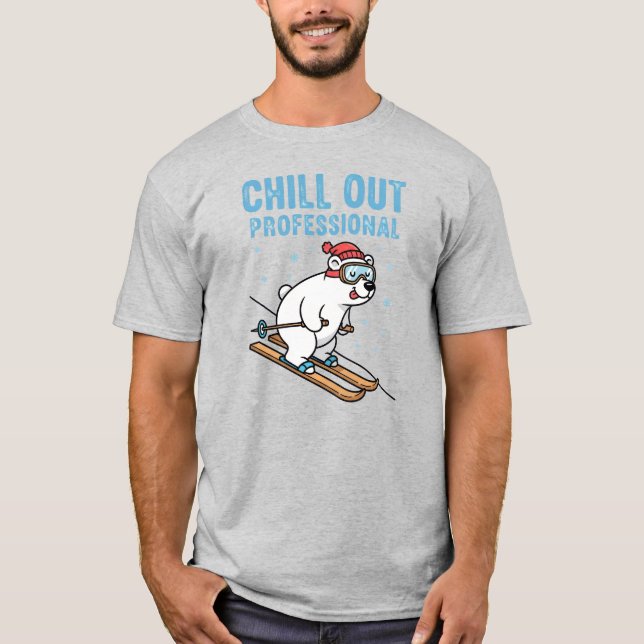 Camiseta Chill Out Professional Polar Bear Skiing (Frente)