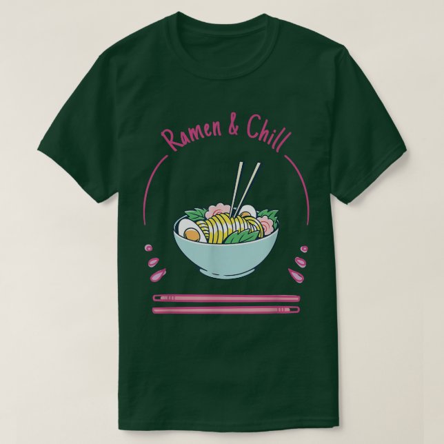 Camiseta Chill Ramen Anime Noodles Kawaii Japão Sk (Frente do Design)