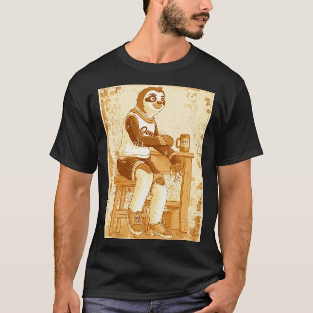 Camiseta Chill Sepia Sloth Illustration (Frente)