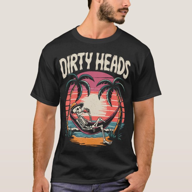 Camiseta Chill Skeleton Dirk Head Retro Beach Art For Men (Frente)