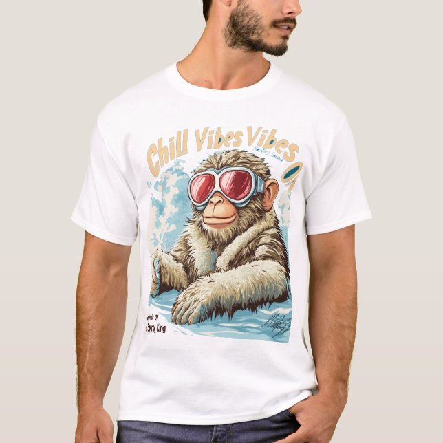Camiseta Chill Vibes Monkey Squad - Engraçado Primavera que (Frente)