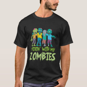 Camiseta Chillando Com Meus Zombies Halloween Crianças Engr