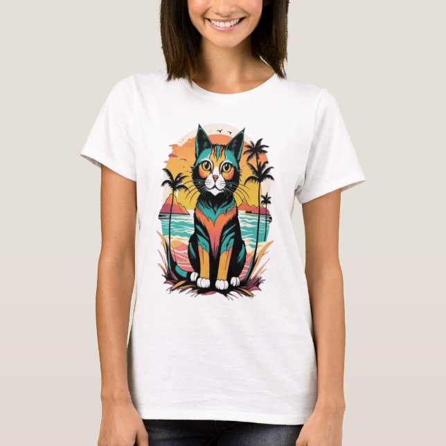 Camiseta Chillaxin' Cat Beach Paradise (Frente)