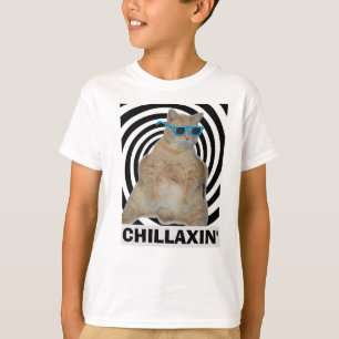Camiseta CHILLAXIN' Gato Manx Gordo com Óculos de