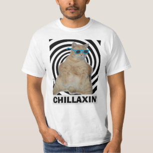 Camiseta CHILLAXIN' Gato Manx Gordo com Óculos de 