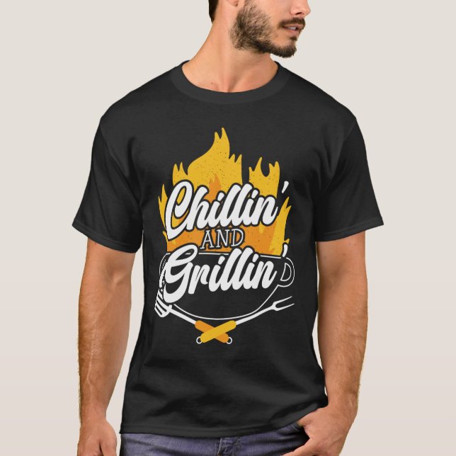 Camiseta Chillin 'And Grillin' Bbq Grillmaster Churrasco  (Frente)