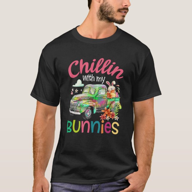 Camiseta Chillin Com Meu Coelho De Caminhão Páscoa Cute E (Frente)