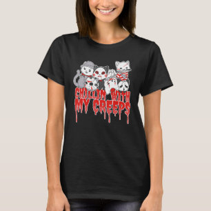 Camiseta Chillin Com Meu Creeps Cats Fumaça Halloween