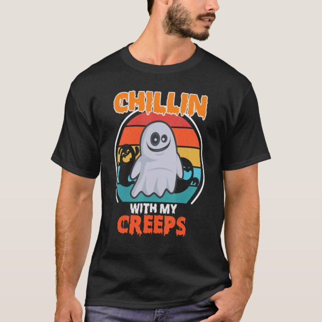 Camiseta Chillin Com Meu Creeps Vampire Skeleton De Hallowe (Frente)