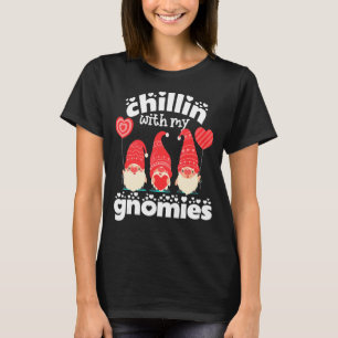 Camiseta Chillin com meu Gnomies Gnomos Gnomos Vermelho