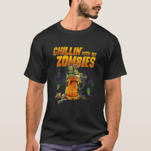 Camiseta Chillin Com Meu Zombies Bebendo Beer Halloween