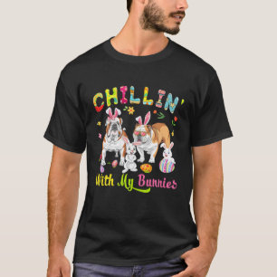 Camiseta Chillin' Com Meus Bunnies Cute Bunny Bulldog Cães 