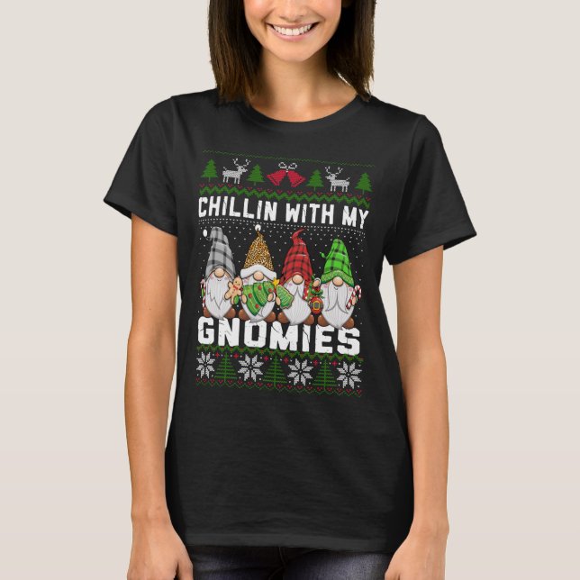 Camiseta Chillin Com Meus Gnomos Gnomos De Natal Feio (Frente)