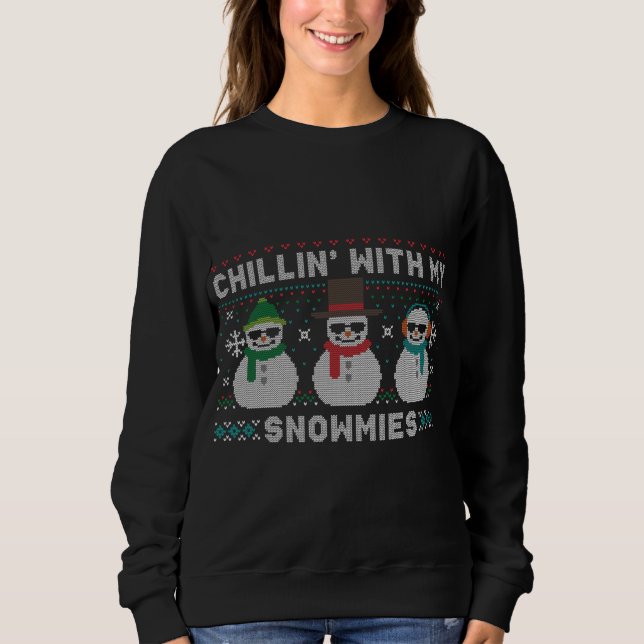 Camiseta Chillin' Com Meus Neves Pré-K Chá De Natal Bonito (Frente)