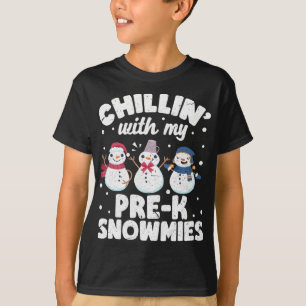 Camiseta Chillin Com Meus Snowmies Cute Snowman Fez Christm