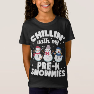 Camiseta Chillin Com Meus Snowmies Cute Snowman Fez Christm