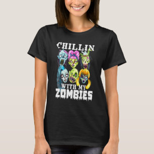 Camiseta Chillin Com Meus Zombies Felizes Zombies De Hallow