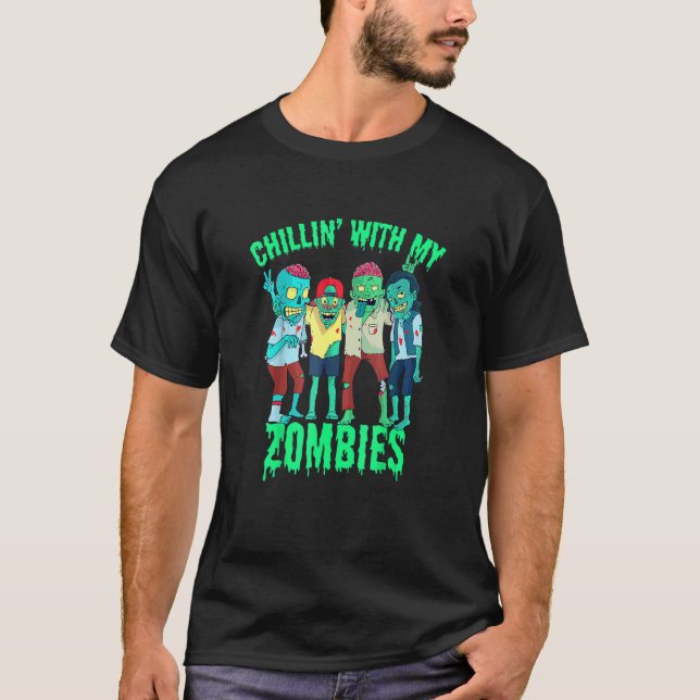 Camiseta Chillin Com Meus Zombies Halloween Boys (Frente)