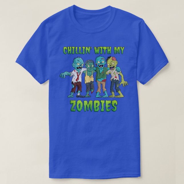 Camiseta Chillin Com Meus Zombies Halloween Boys Engraçados (Frente do Design)