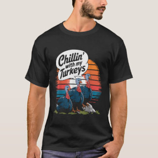 Camiseta Chillin Com Minha Família Turkeys De Ação de Graça