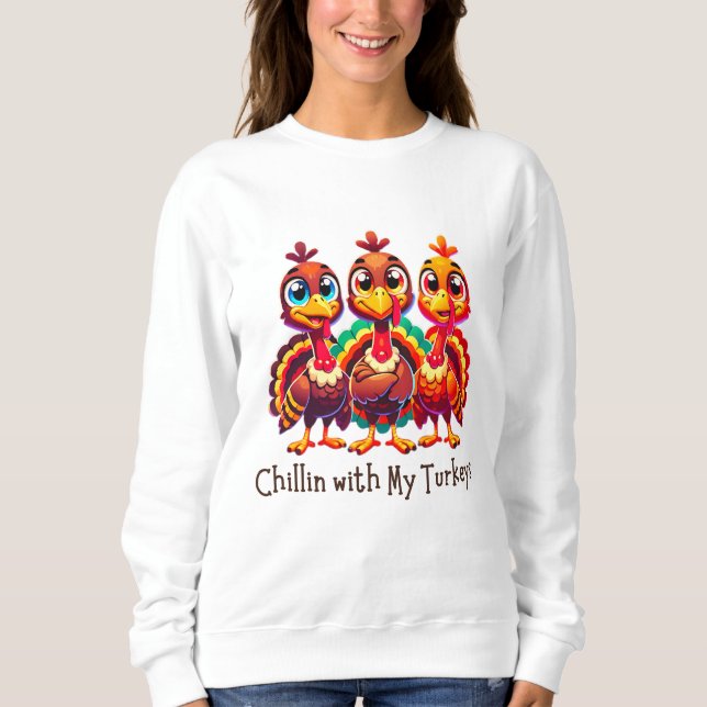 Camiseta Chillin com o meu Turkeys - Ação de Graças (Frente)