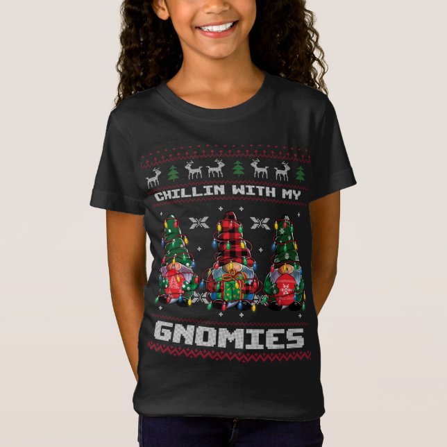 Camiseta Chillin' Com Os Meus Gnomos Christma Pajamas (Frente)