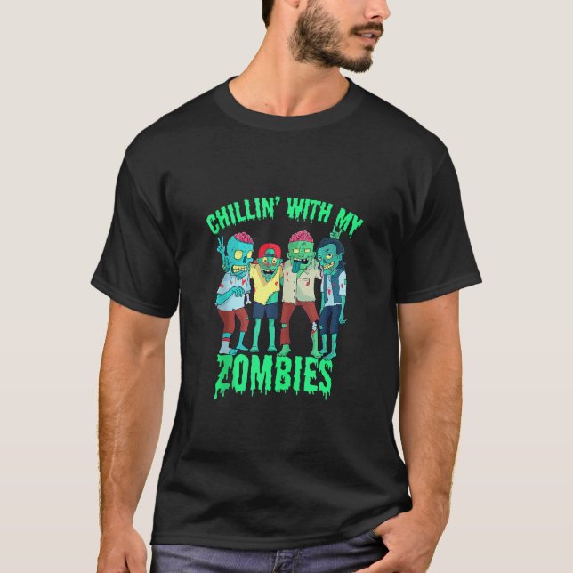 Camiseta Chillin com os meus Zombies Halloween Boys Zombie (Frente)