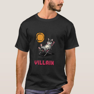 Camiseta Chillin' Como Um Vilão Pixel Gato Humor