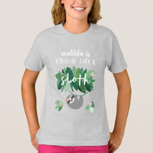 Camiseta Chillin gosta de um floral tropical da preguiça