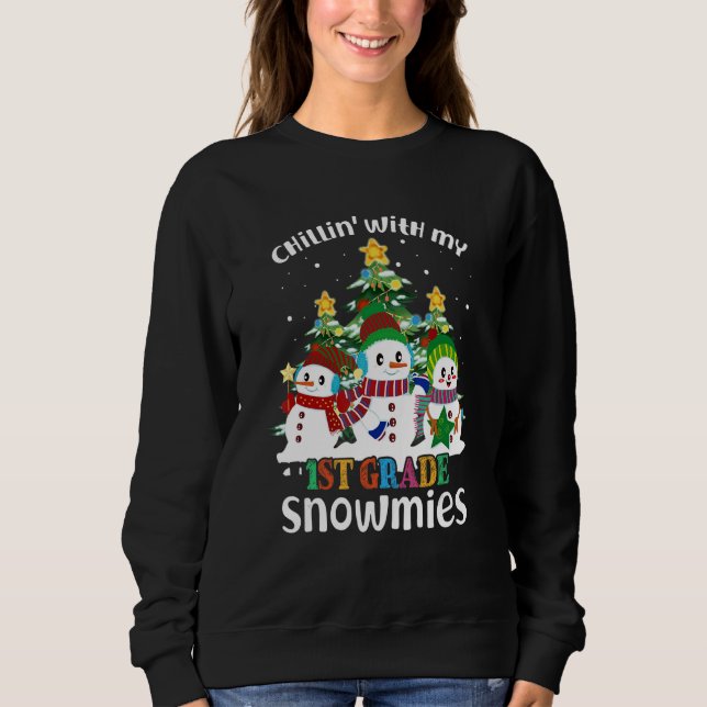 Camiseta Chillin' With My 1st Grade Snowmies Christmas (Frente)