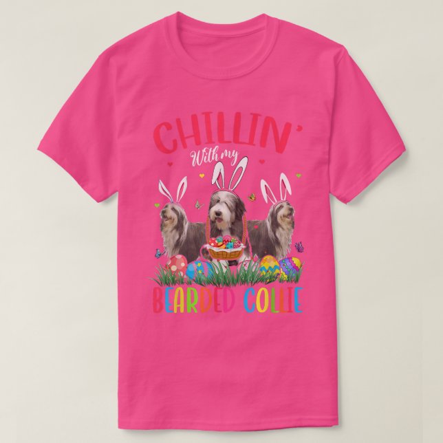 Camiseta Chillin' With My Bearded Collie Easter Eggs Happy  (Frente do Design)