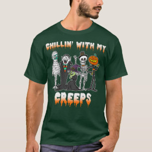 Camiseta Chillin With My Creeps Vampire Halloween Skeleton 