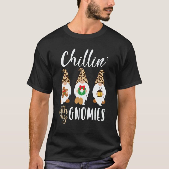 Camiseta Chillin With My Gnomies Christmas Cute Leopard Gno (Frente)