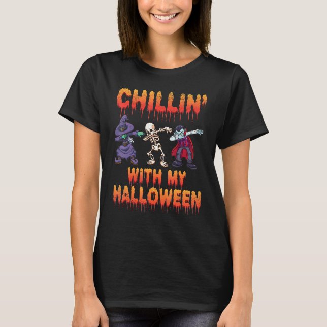 Camiseta Chillin With My Halloween Dabbing Halloween Skelet (Frente)