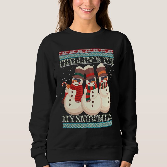 Camiseta Chillin' With My Snowmies Ugly Christmas Snowman 2 (Frente)