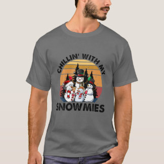 Camiseta Chilling' Com Meu Neve Snowman Natal Pajama