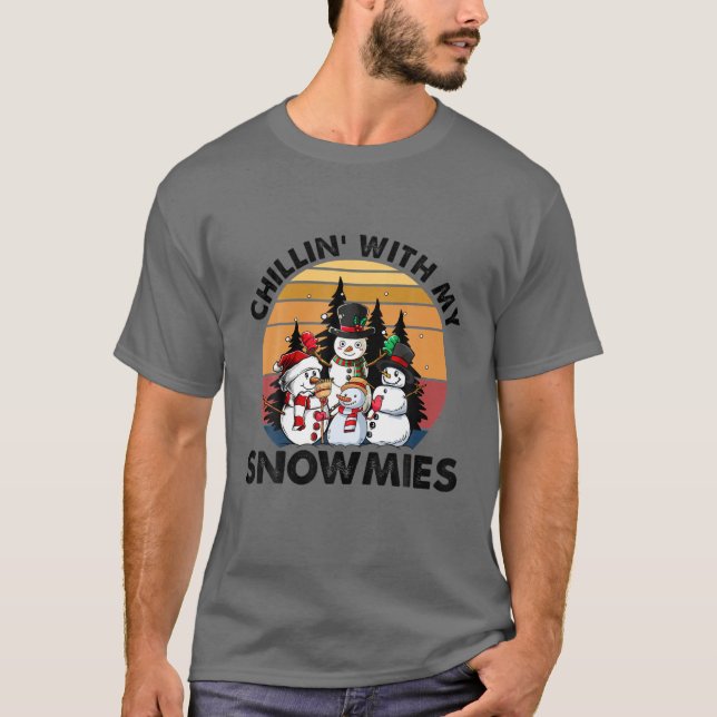Camiseta Chilling' Com Meu Neve Snowman Natal Pajama (Frente)