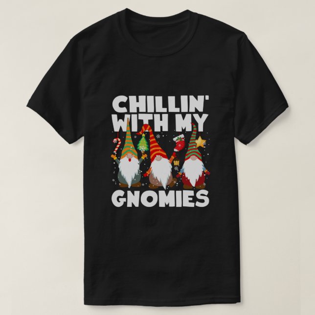 Camiseta Chilling' Com Meus Gnomos Três Gnomos Papai De Nat (Frente do Design)