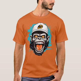 Camiseta Chimp Vestindo Um Chapéu De Baseball