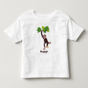 Camiseta Chimpanzé bonito na selva pendurada em desenho an