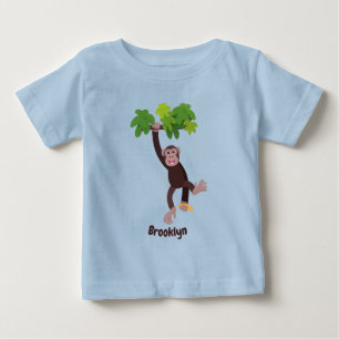 Camiseta Chimpanzé bonito na selva pendurada em desenho an