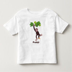 Camiseta Chimpanzé bonito na selva pendurada em desenho ani