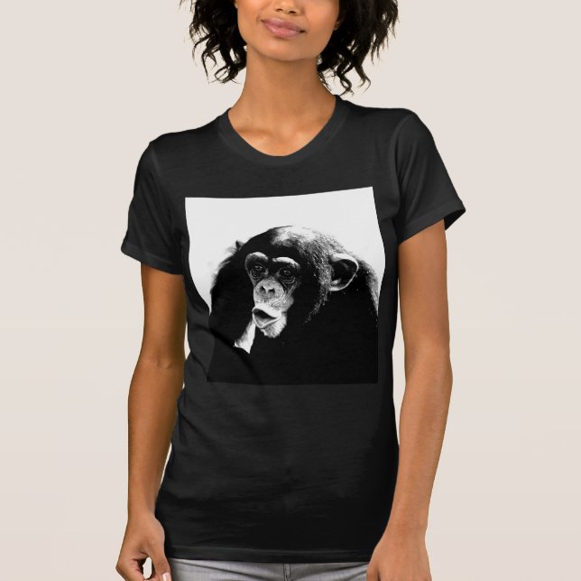 Camiseta Chimpanzé Branco Preto (Frente)